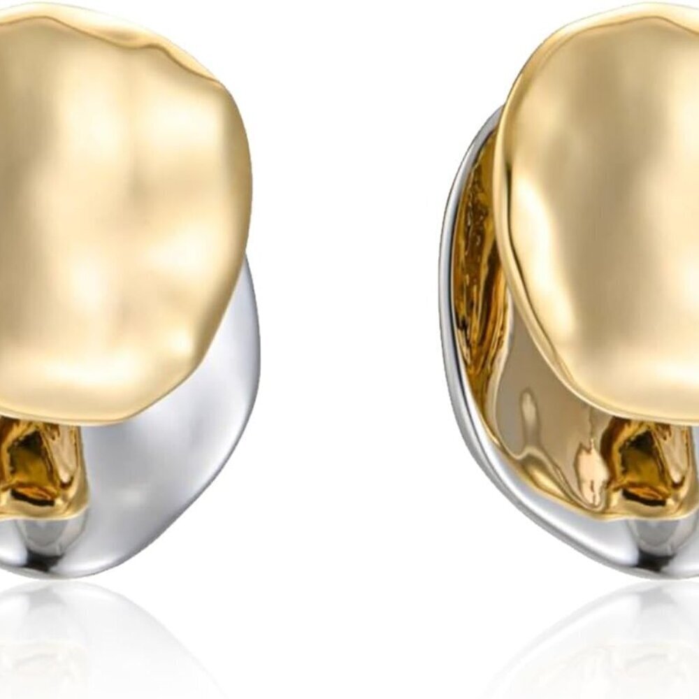 Two Tone Gold Silver Hoop Earrings Hypoallergenic Lightweight Jewelry for Women